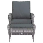 vidaXL Garden Lounge Chair with Cushions and Footstool