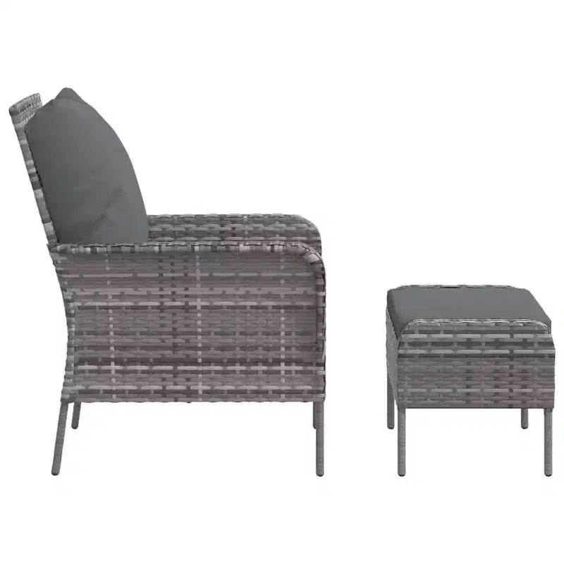vidaXL Garden Lounge Chair with Cushions and Footstool