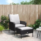 vidaXL Garden Lounge Chair with Cushions and Footstool