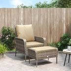 vidaXL Garden Lounge Chair with Cushions and Footstool