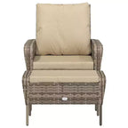 vidaXL Garden Lounge Chair with Cushions and Footstool