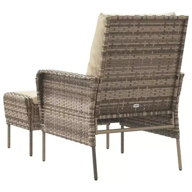 vidaXL Garden Lounge Chair with Cushions and Footstool
