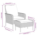 vidaXL Garden Lounge Chair with Cushions and Footstool