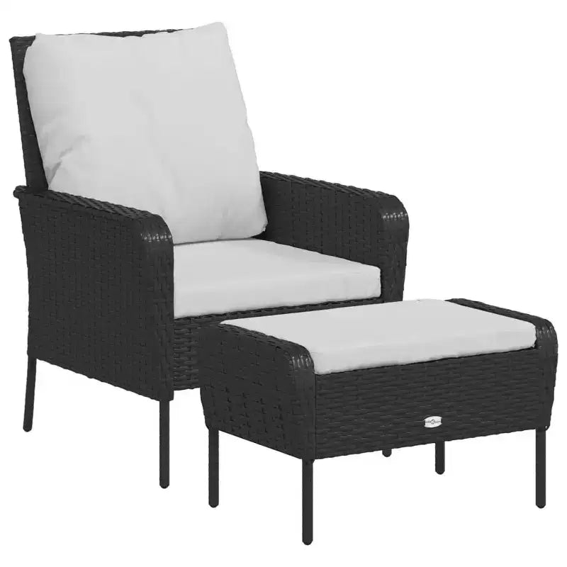 vidaXL Garden Lounge Chair with Cushions and Footstool