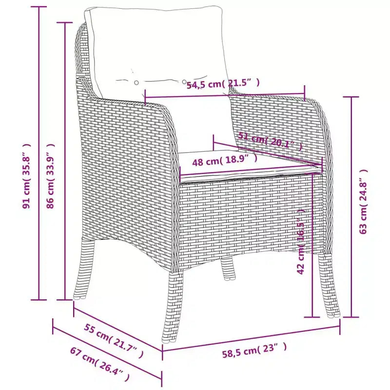 vidaXL Set di 2 Sedie da Giardino in Rattan PE Standard con Rivestimento Rimovibile