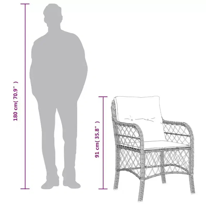 vidaXL Set di 2 Sedie da Giardino in Rattan PE Standard con Rivestimento Rimovibile