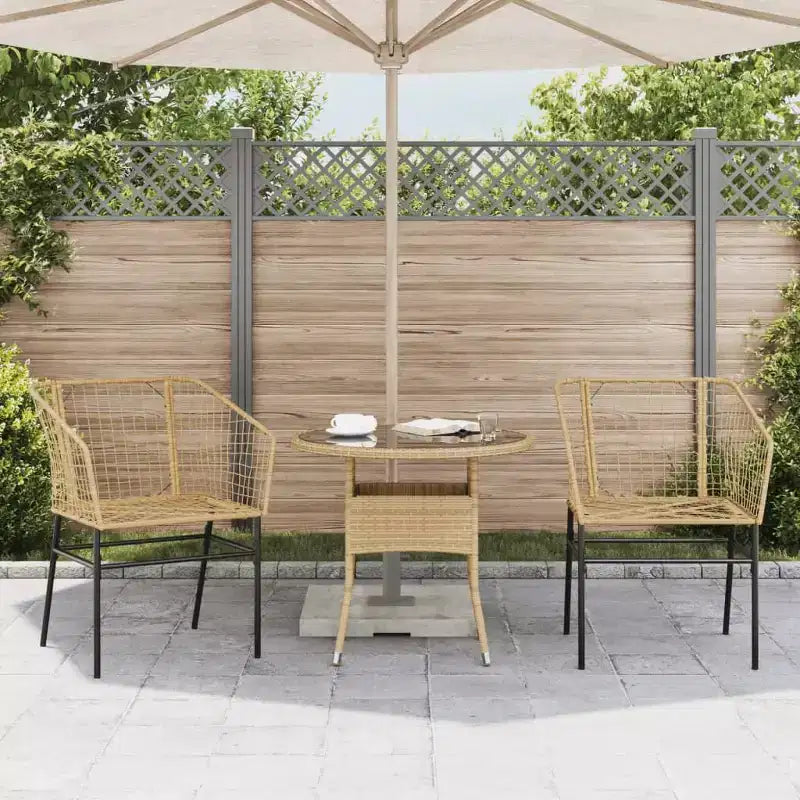 vidaXL Garden Chairs Set with Cushions Poly Rattan