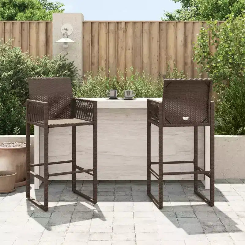 vidaXL Sgabello da Bar da Giardino in Rattan PE, Acciaio Verniciato a Polvere, 100% Poliestere