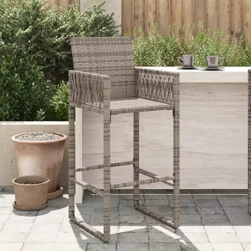 vidaXL Sgabello da Bar da Giardino in Rattan PE, Acciaio Verniciato a Polvere, 100% Poliestere