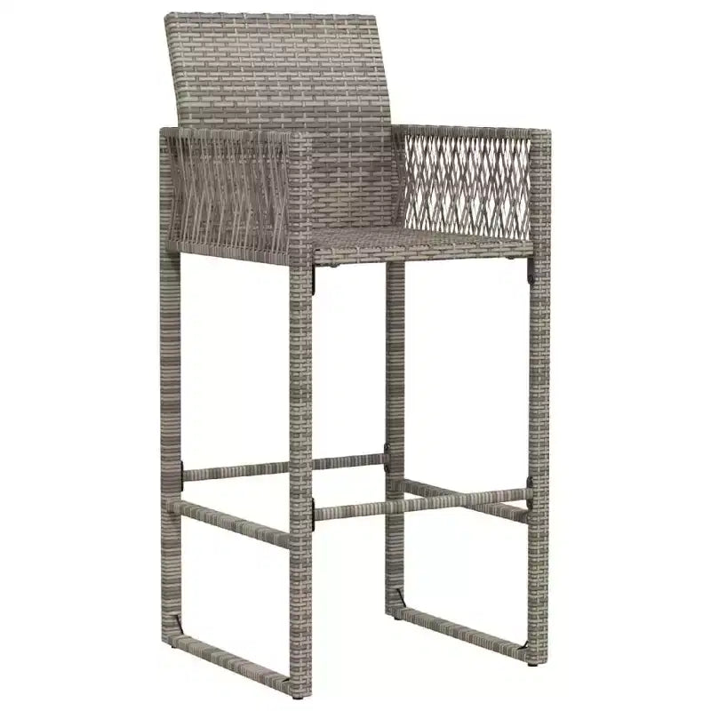 vidaXL Sgabello da Bar da Giardino in Rattan PE, Acciaio Verniciato a Polvere, 100% Poliestere