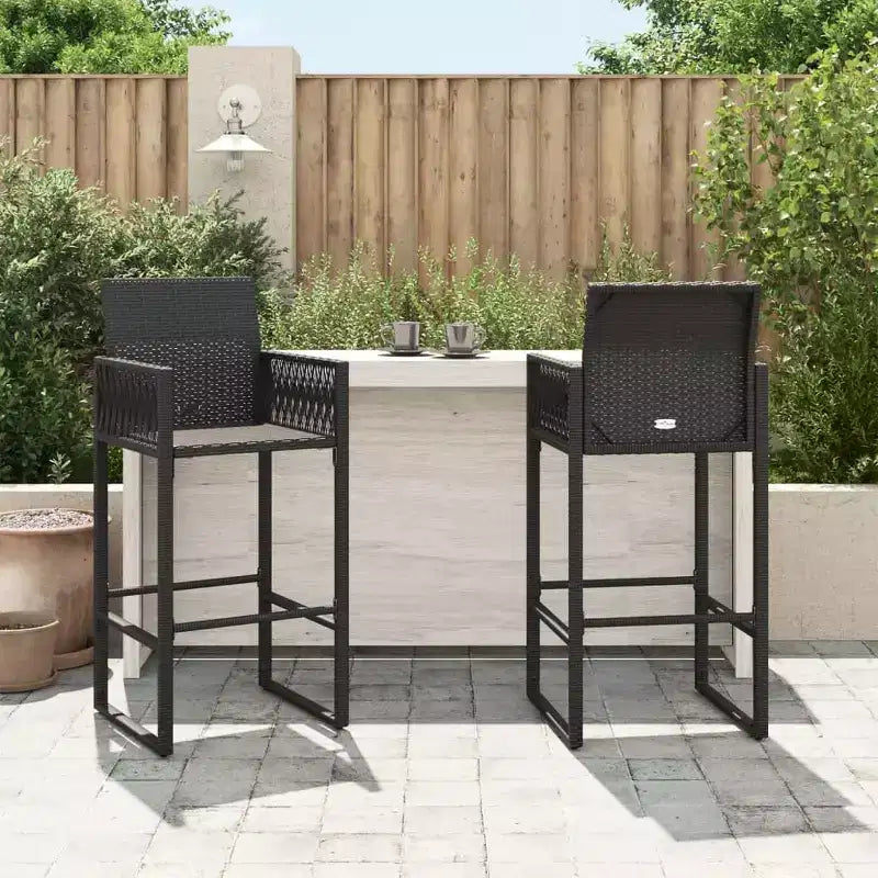 vidaXL Sgabello da Bar da Giardino in Rattan PE, Acciaio Verniciato a Polvere, 100% Poliestere