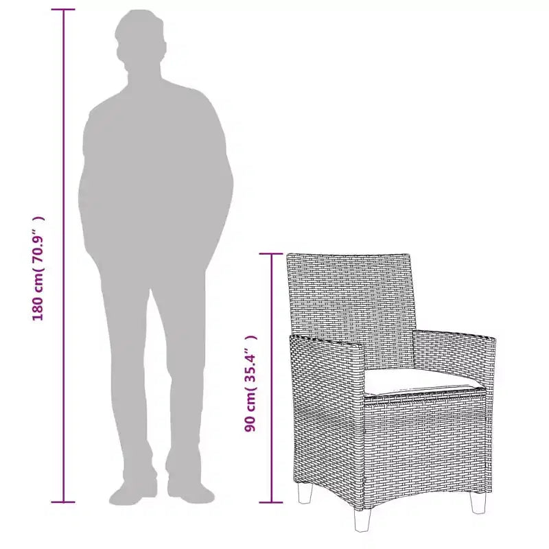 vidaXL Garden Chair PE rattan Standard Removable Covers