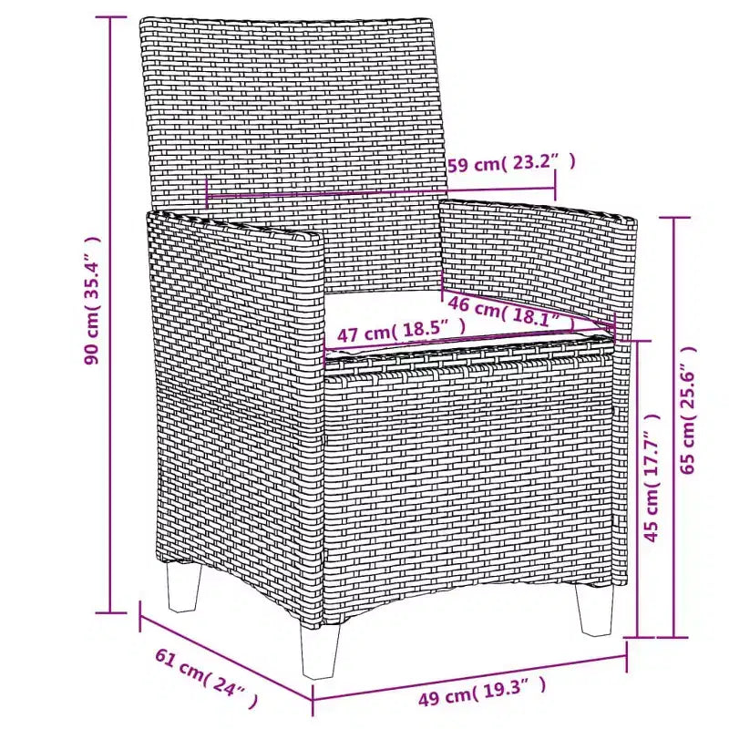 vidaXL Garden Chair PE rattan Standard Removable Covers