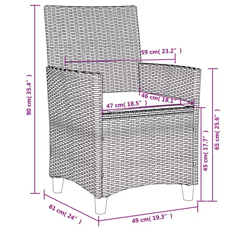 vidaXL Garden Chair PE rattan Standard Removable Covers