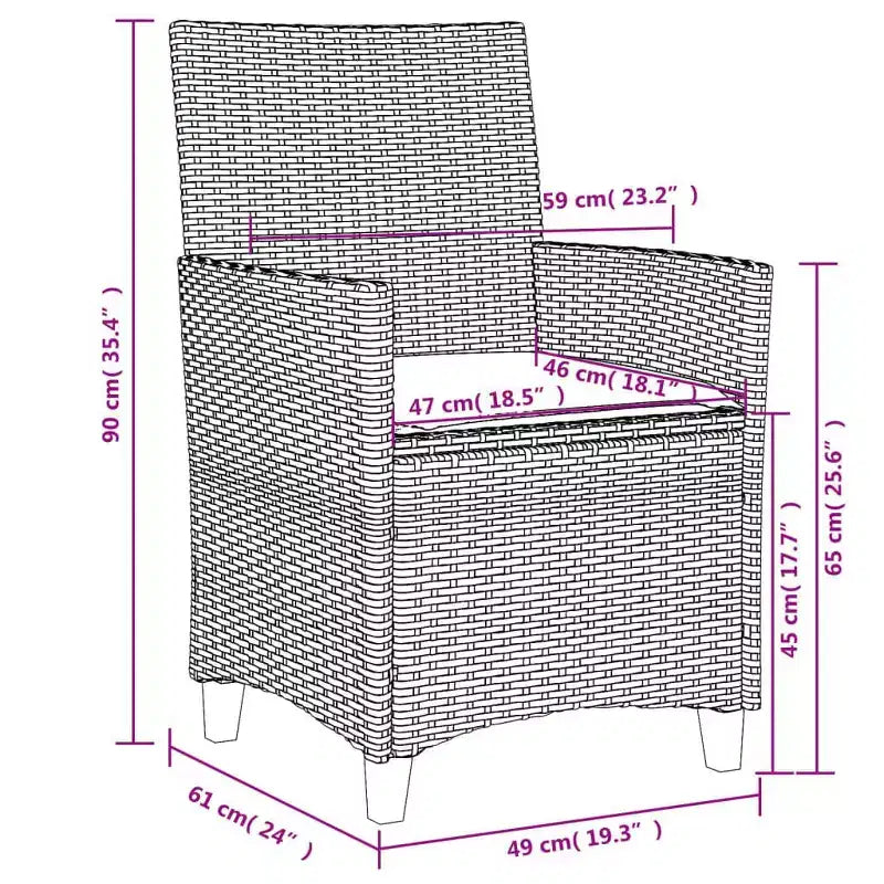 vidaXL Garden Chair PE rattan Standard Removable Covers