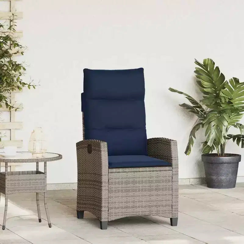 vidaXL Sedia reclinabile da giardino in polyrattan e acciaio verniciato a polvere Media