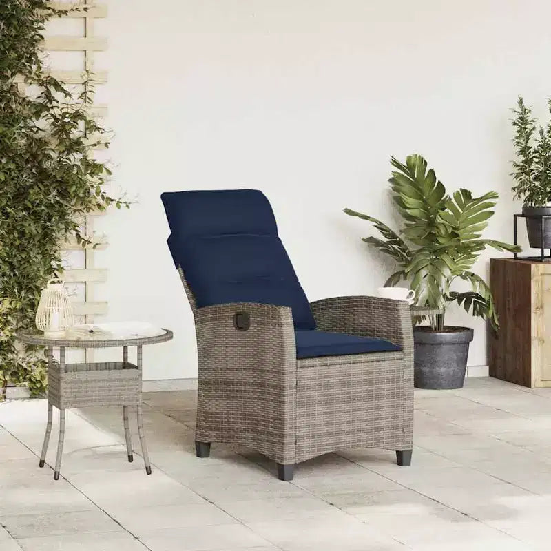 vidaXL Sedia reclinabile da giardino in polyrattan e acciaio verniciato a polvere Media
