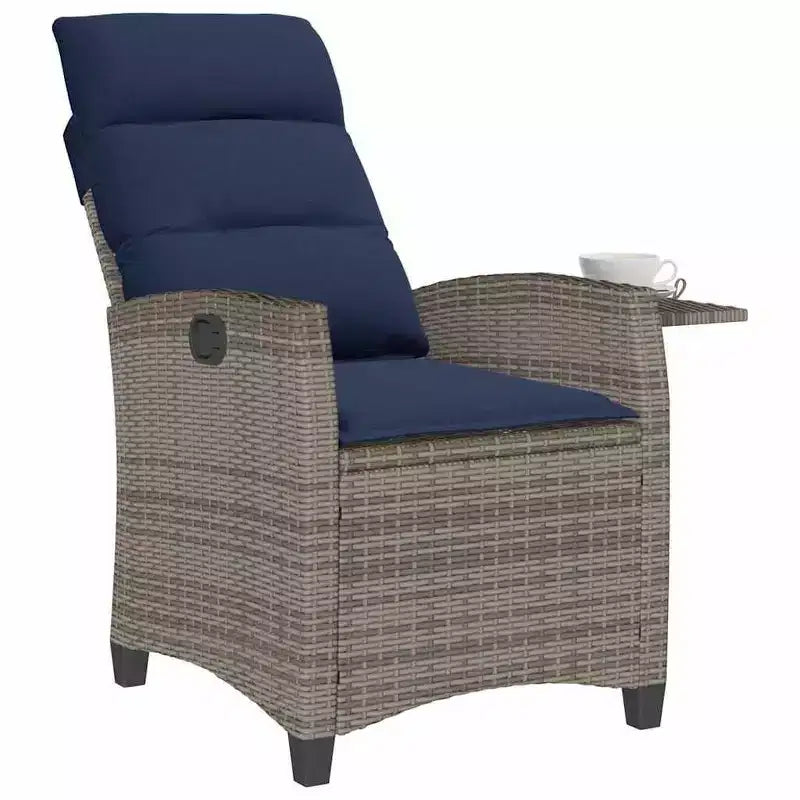 vidaXL Sedia reclinabile da giardino in polyrattan e acciaio verniciato a polvere Media