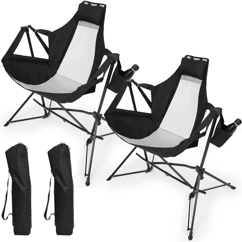 Whisen 2 Piece Hammock Camping Chair & Rocking Chair with Pillow Cup Holder, Recliner with Carry Bag