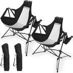 Whisen 2 Piece Hammock Camping Chair & Rocking Chair with Pillow Cup Holder, Recliner with Carry Bag