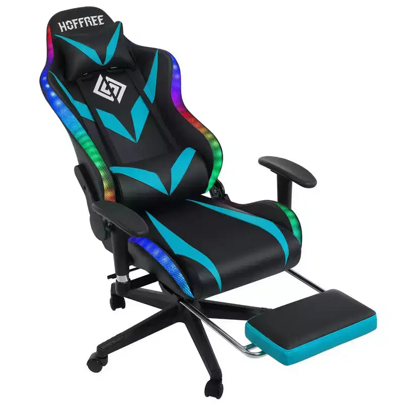 Sedia da Gaming Reclinabile per Massaggio Hoffree, Ergonomica da Ufficio per PC con Altoparlante Bluetooth e Luci RGB