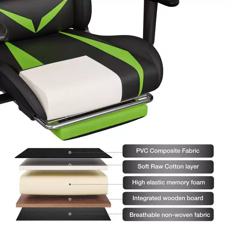Sedia da Gaming Reclinabile per Massaggio Hoffree, Ergonomica da Ufficio per PC con Altoparlante Bluetooth e Luci RGB