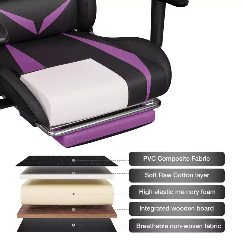 Sedia da Gaming Reclinabile per Massaggio Hoffree, Ergonomica da Ufficio per PC con Altoparlante Bluetooth e Luci RGB