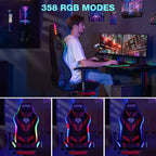 Sedia da Gaming Reclinabile per Massaggio Hoffree, Ergonomica da Ufficio per PC con Altoparlante Bluetooth e Luci RGB