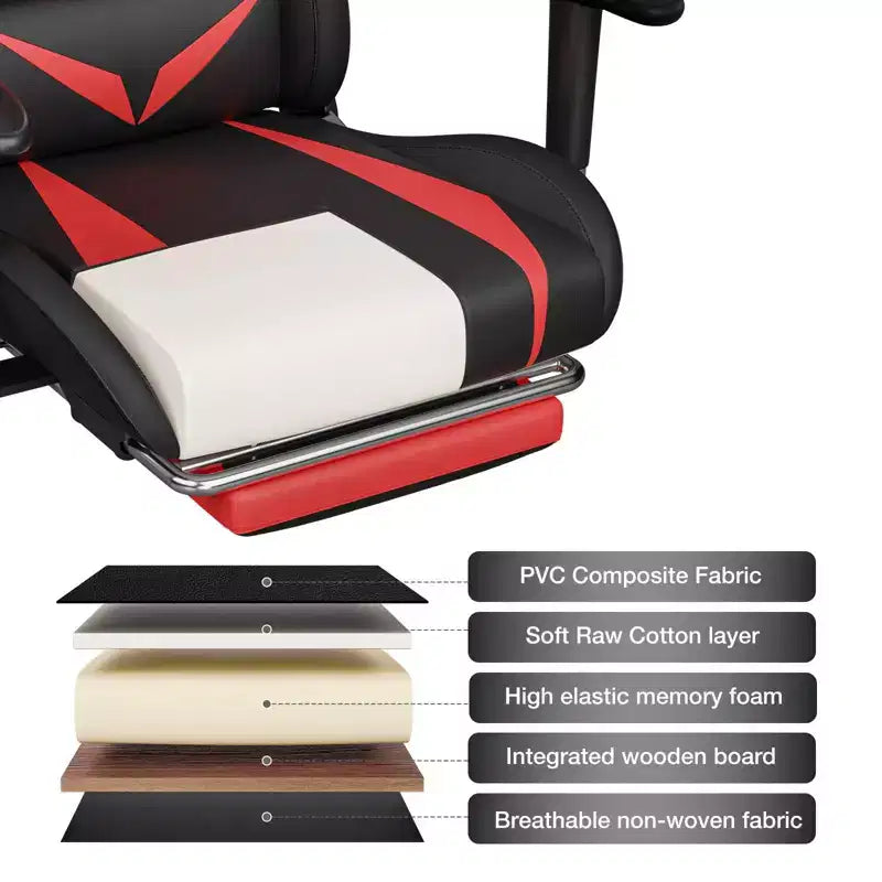 Sedia da Gaming Reclinabile per Massaggio Hoffree, Ergonomica da Ufficio per PC con Altoparlante Bluetooth e Luci RGB