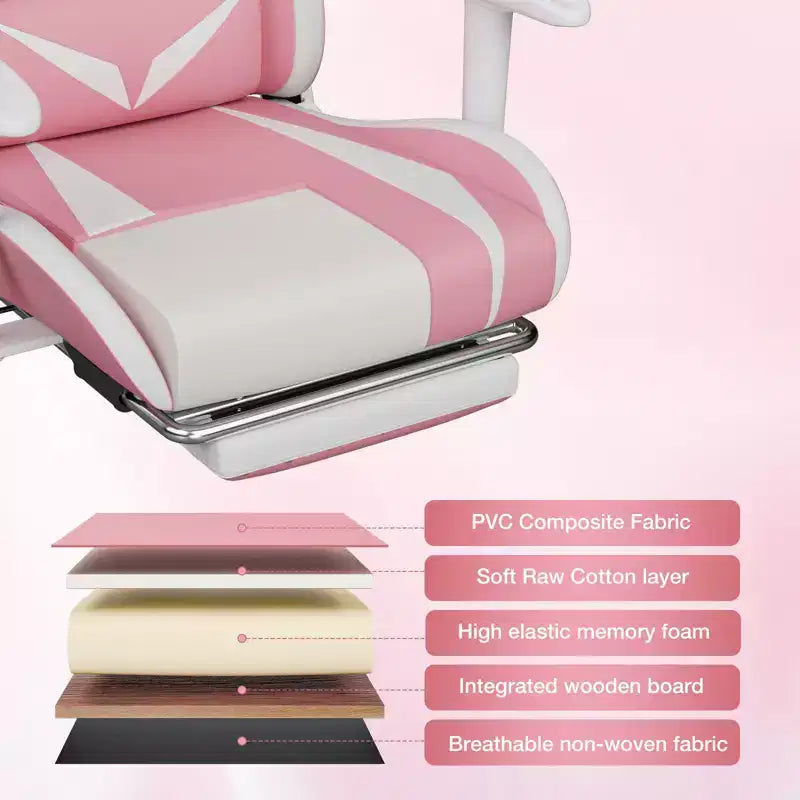 Sedia da Gaming Reclinabile per Massaggio Hoffree, Ergonomica da Ufficio per PC con Altoparlante Bluetooth e Luci RGB