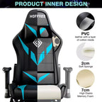 Sedia da Gaming Reclinabile per Massaggio Hoffree, Ergonomica da Ufficio per PC con Altoparlante Bluetooth e Luci RGB