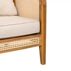 Poltrona Club da Esterno in Legno di Acacia con Accenti in Rattan e Cuscino, Stile Bohemien e Moderno di Metà Secolo (Set da 1/2/4) - ModernLuxe