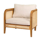 Poltrona Club da Esterno in Legno di Acacia con Accenti in Rattan e Cuscino, Stile Bohemien e Moderno di Metà Secolo (Set da 1/2/4) - ModernLuxe