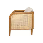 Poltrona Club da Esterno in Legno di Acacia con Accenti in Rattan e Cuscino, Stile Bohemien e Moderno di Metà Secolo (Set da 1/2/4) - ModernLuxe