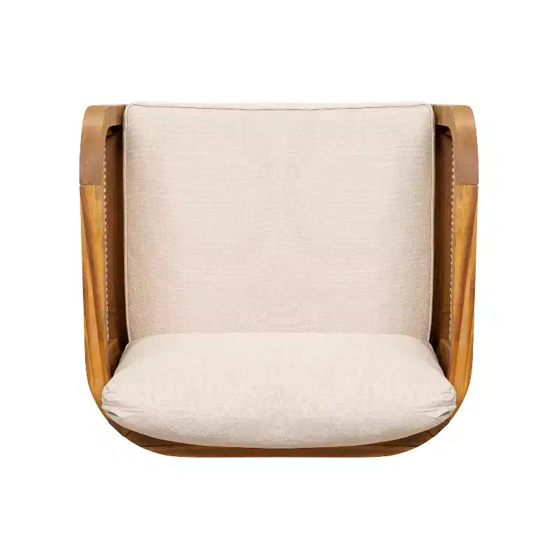 Poltrona Club da Esterno in Legno di Acacia con Accenti in Rattan e Cuscino, Stile Bohemien e Moderno di Metà Secolo (Set da 1/2/4) - ModernLuxe