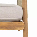 ModernLuxe Sedia da club da esterno in legno di acacia, poltrona da patio con braccioli e schienale in corda intrecciata, cuscini resistenti all'acqua, teak