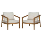 Set di 2 sedie Club da esterno in legno di acacia con cuscini, teak+beige - ModernLuxe