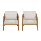 Set di 2 sedie Club da esterno in legno di acacia con cuscini, teak+beige - ModernLuxe