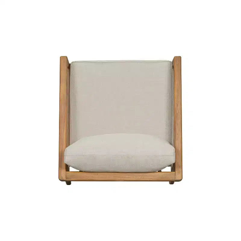 Set di 2 sedie Club da esterno in legno di acacia con cuscini, teak+beige - ModernLuxe