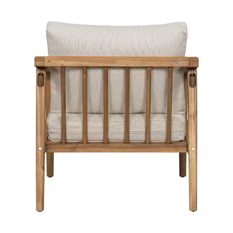 Set di 2 sedie Club da esterno in legno di acacia con cuscini, teak+beige - ModernLuxe