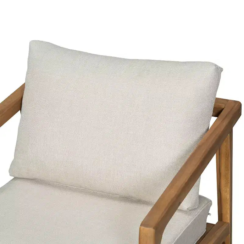 Set di 2 sedie Club da esterno in legno di acacia con cuscini, teak+beige - ModernLuxe