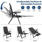 Acekool Sedie Pieghevoli da Giardino, Set da 2, Sedie Reclinabili da Esterno con Braccioli e Poggiapiedi, Sdraio Portatili per Giardino, Cortile, Piscina, Balcone