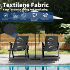 Acekool Sedie Pieghevoli da Giardino, Set da 2, Sedie Reclinabili da Esterno con Braccioli e Poggiapiedi, Sdraio Portatili per Giardino, Cortile, Piscina, Balcone
