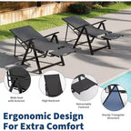 Acekool Sedie Pieghevoli da Giardino, Set da 2, Sedie Reclinabili da Esterno con Braccioli e Poggiapiedi, Sdraio Portatili per Giardino, Cortile, Piscina, Balcone