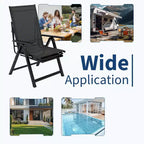 Acekool Sedie Pieghevoli da Giardino, Set da 2, Sedie Reclinabili da Esterno con Braccioli e Poggiapiedi, Sdraio Portatili per Giardino, Cortile, Piscina, Balcone