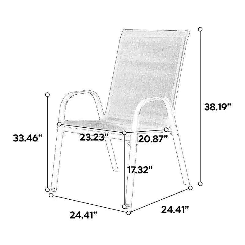 Whisen 4 Piece Patio Chairs with Breathable Textilene Fabric, Armrest High Backrest