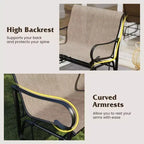 Costway Patio Gilder Bench 2-Person Fabric Rocking Chair with High Backrest Brown