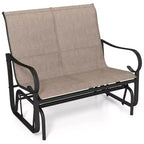 Costway Patio Gilder Bench 2-Person Fabric Rocking Chair with High Backrest Brown