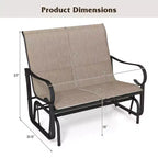 Costway Patio Gilder Bench 2-Person Fabric Rocking Chair with High Backrest Brown