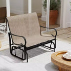 Costway Patio Gilder Bench 2-Person Fabric Rocking Chair with High Backrest Brown